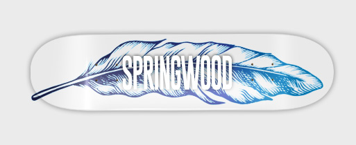 Springwood Blue Feather Skateboard Deck 8.1